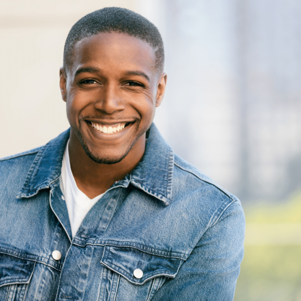 handsome black man smiling